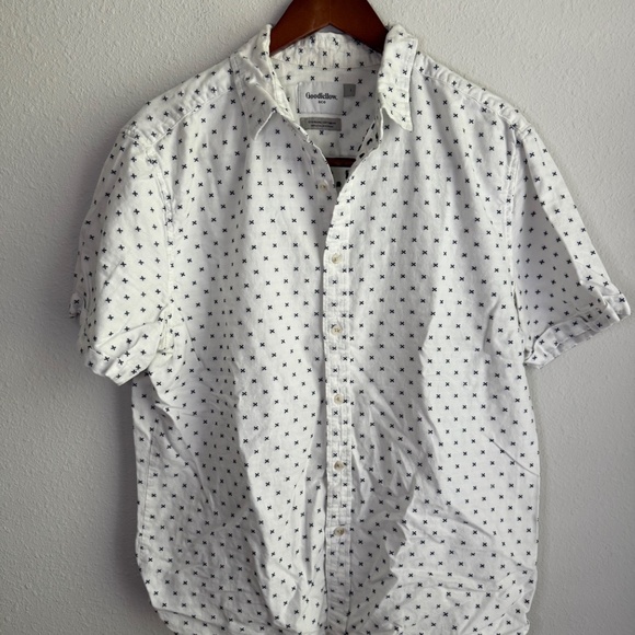 Goodfellow & Co Cotton White Button Down Short Sleeve Shirt Mens Large Summer - Picture 6 of 6